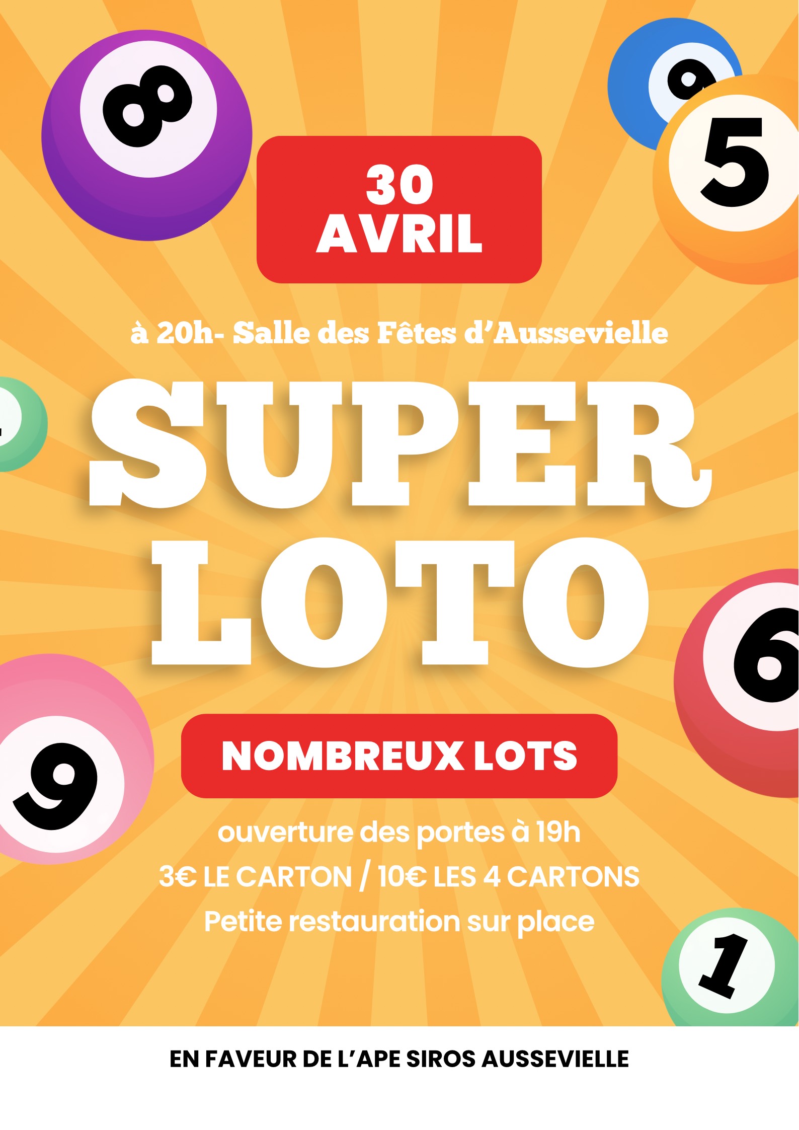 Affiche événement Super Loto Moderne Jaune