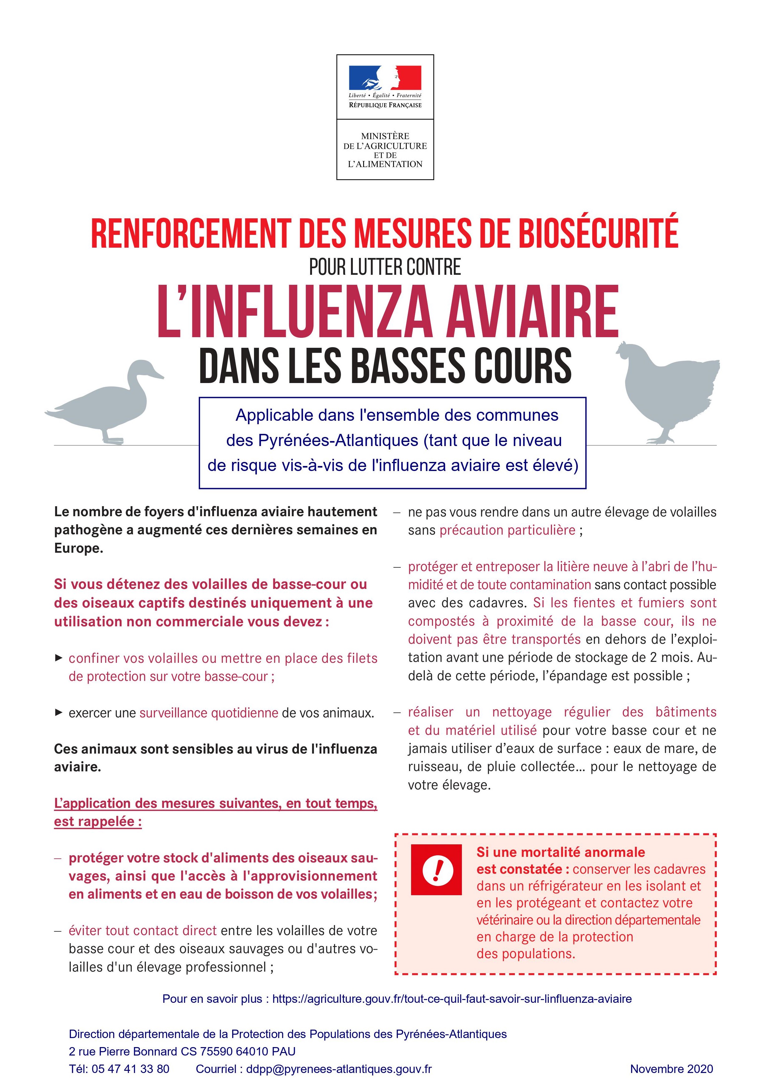 renforcement mesures pour lutter contre la grippe aviaire